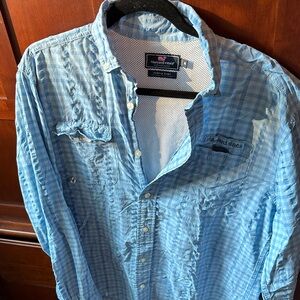 Vineyard Vines Men's Blue Plaid Harbor Shirt Size Medium